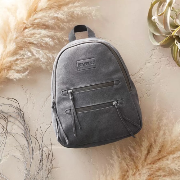 Jansport Handbags - NWT Grey Jansport Leather Half-Pint Backpack
